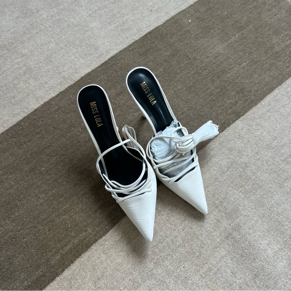 Miss Lola White Pointed Toe Heels